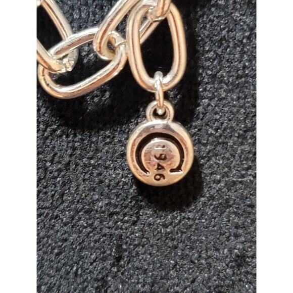 C1946 Modern Geometric Statement Necklace Hammered Silver Tone Collar Chain - Picture 9 of 9